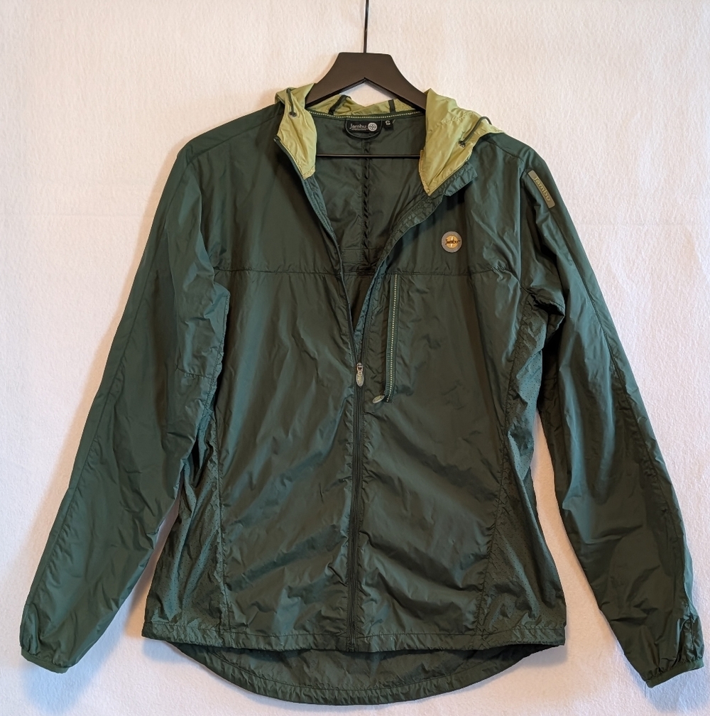 Jambu Adventure Hooded Womens Green Nylon Lightweight Jacket Windbreaker Small